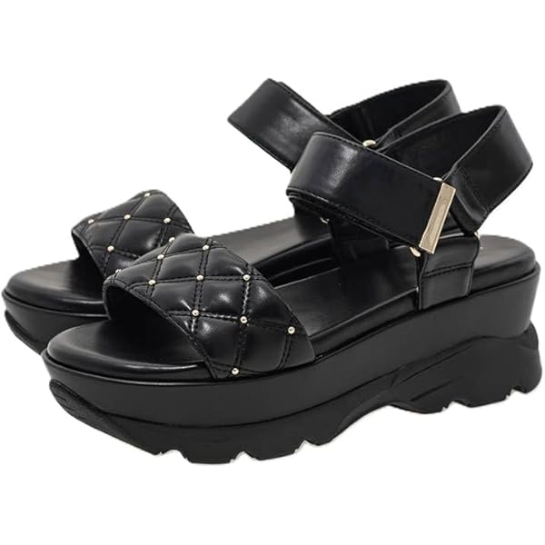 RANDA パールバックルウェッジスポーツサンダル BLK ランダ RANDA パールバックルウェッジスポーツサンダル （BLACK